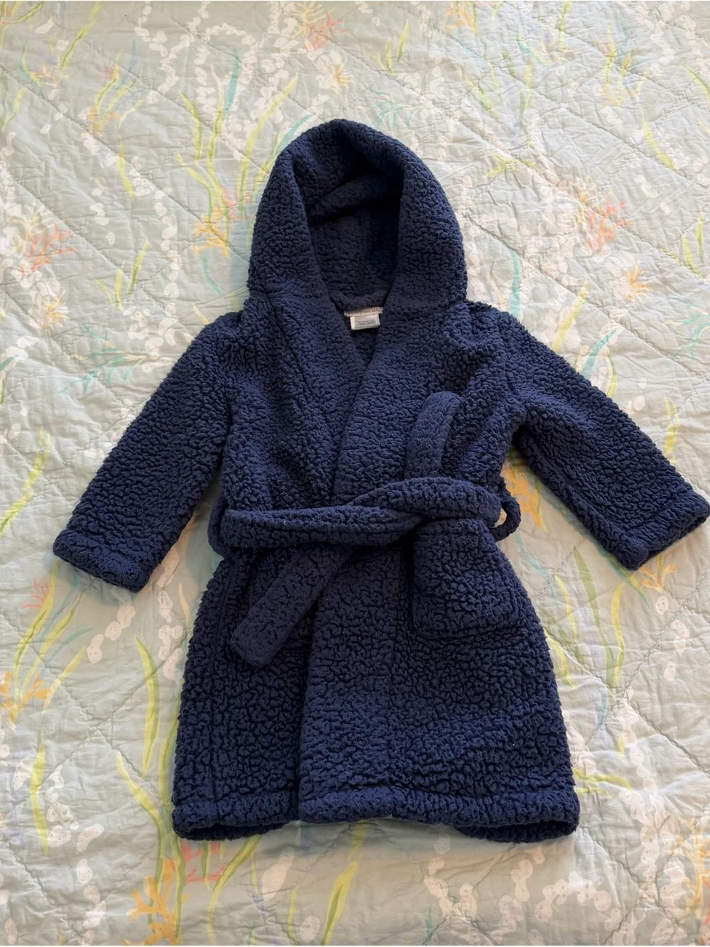 Pottery Barn Kids Solid Sherpa Robe in Navy | Kids 2T - 3T